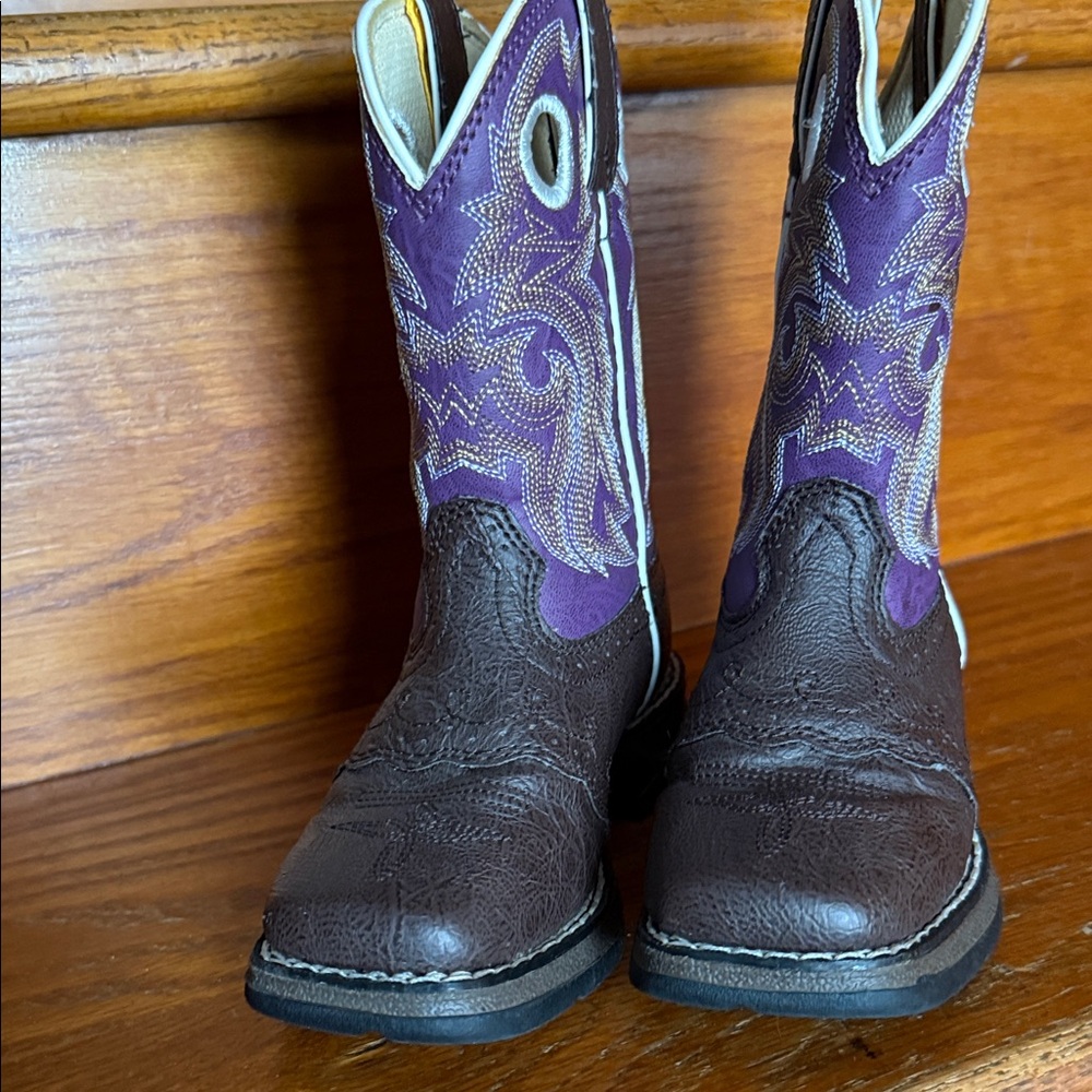 Durango Kids' Western Boots/LIL' REBEL WESTERN BOOT Brown/Purple Style #BY286